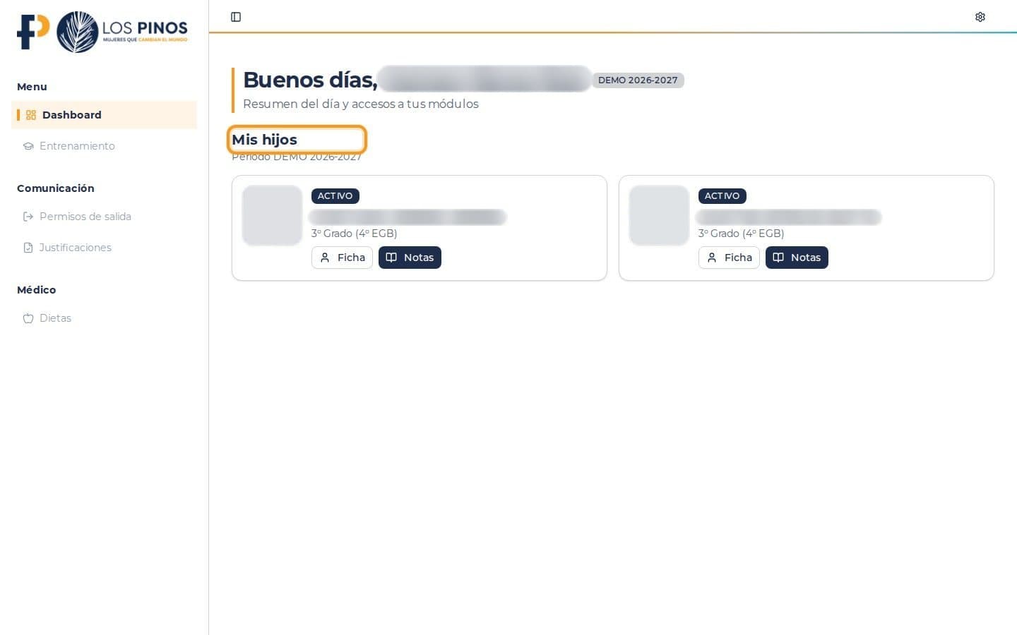 Los Pinos Online: portal de familias con sus hijos